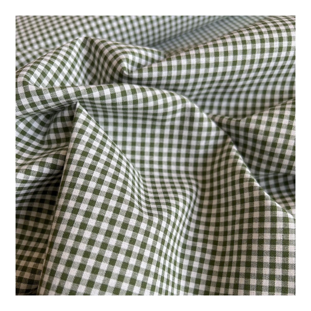 Coton vichy mini carreaux vert sapin et blanc 2.7mm Qualité Oeko-tex - 1