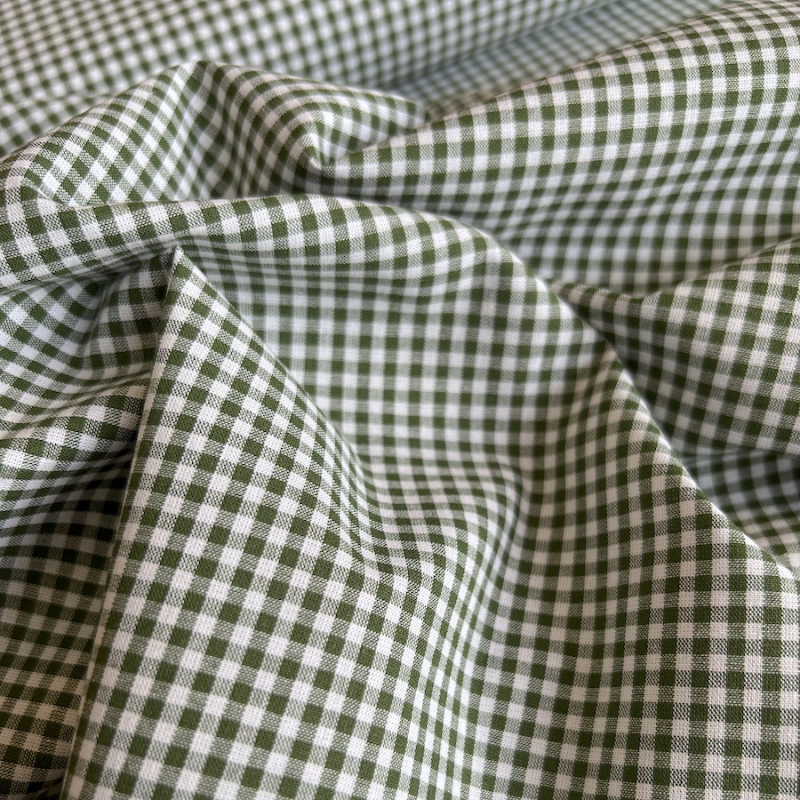 Coton vichy mini carreaux vert sapin et blanc 2.7mm Qualité Oeko-tex - 1