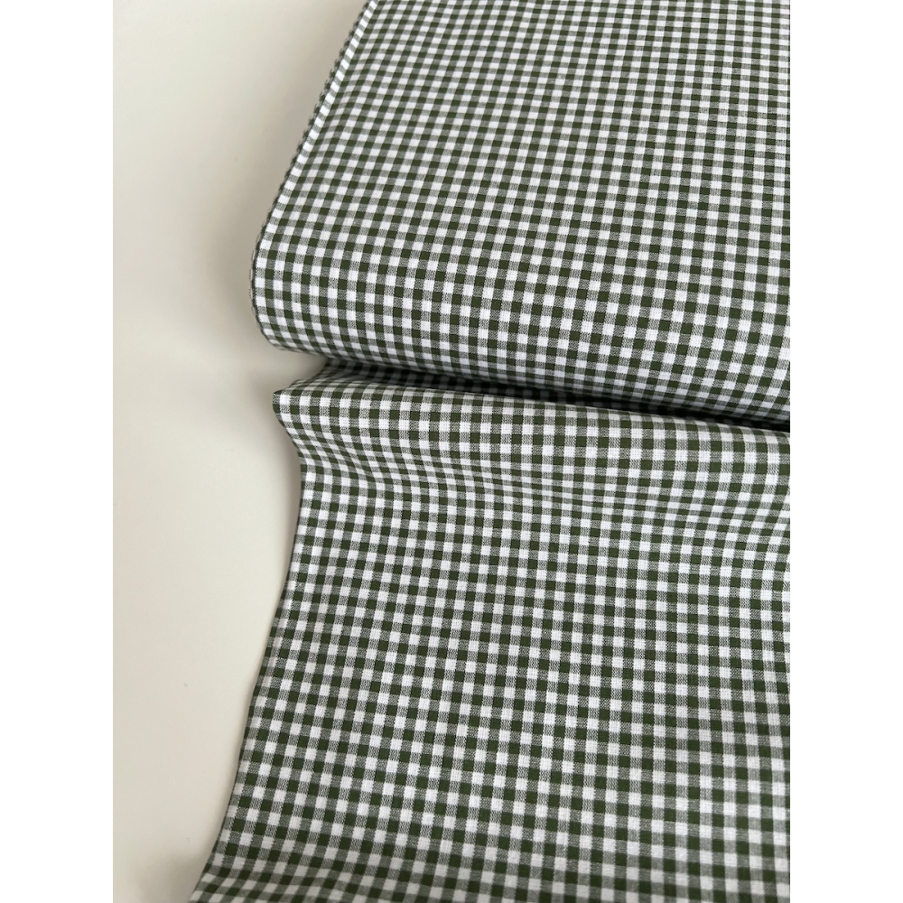 Coton vichy mini carreaux vert sapin et blanc 2.7mm Qualité Oeko-tex - 2