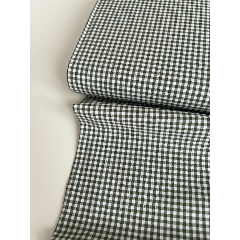 Coton vichy mini carreaux vert sapin et blanc 2.7mm Qualité Oeko-tex - 2