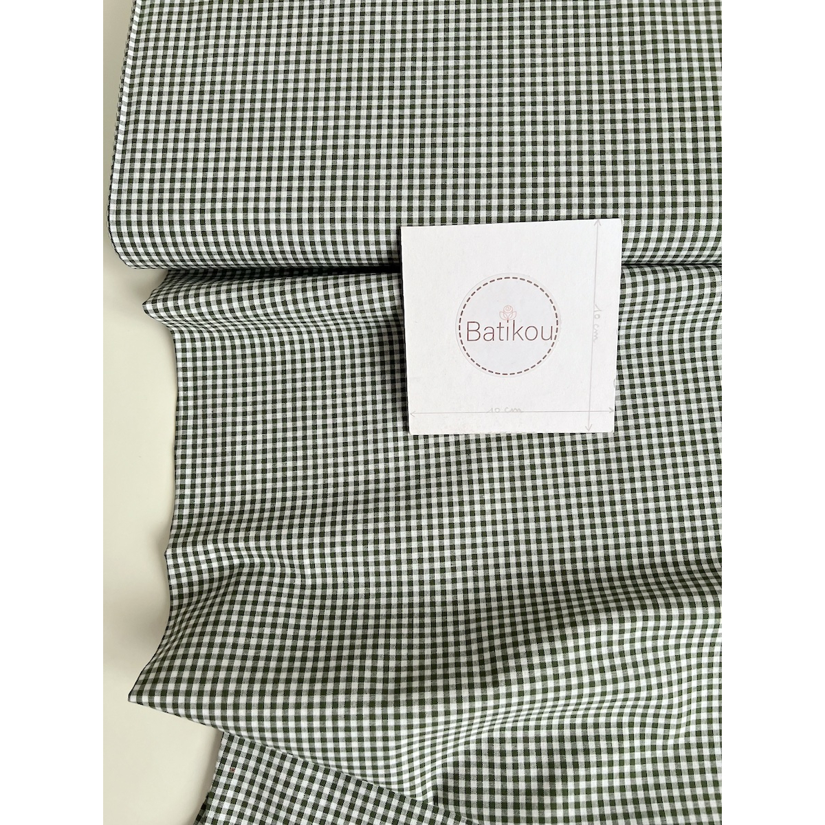 Coton vichy mini carreaux vert sapin et blanc 2.7mm Qualité Oeko-tex - 3