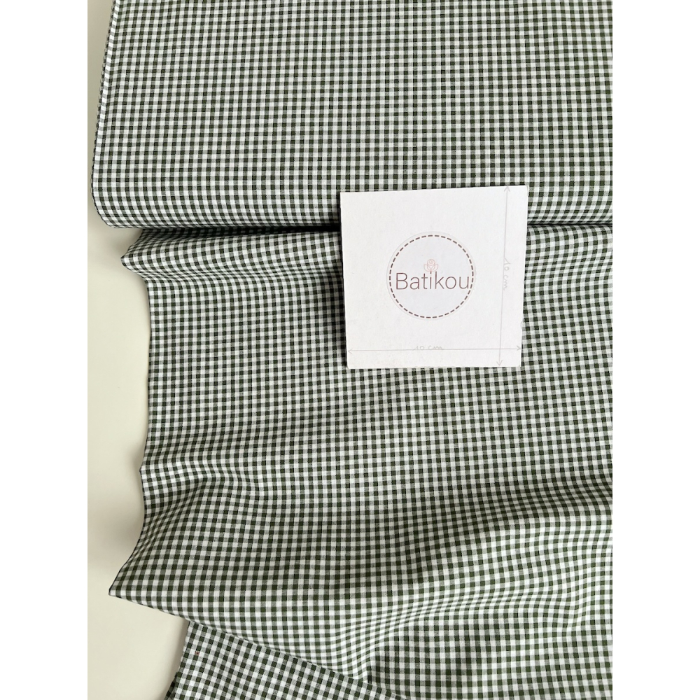 Coton vichy mini carreaux vert sapin et blanc 2.7mm Qualité Oeko-tex - 3