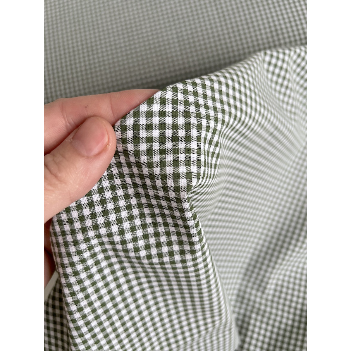 Coton vichy mini carreaux vert sapin et blanc 2.7mm Qualité Oeko-tex - 4