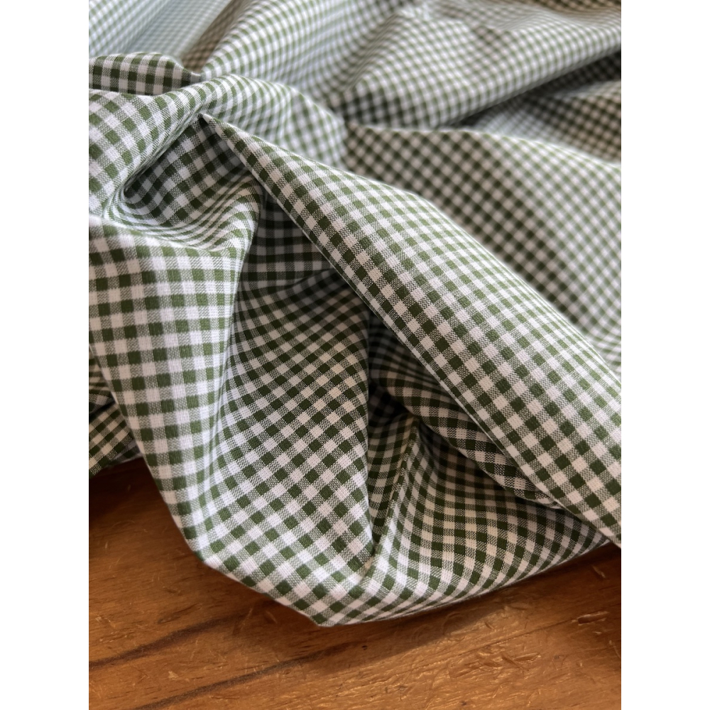 Coton vichy mini carreaux vert sapin et blanc 2.7mm Qualité Oeko-tex - 9