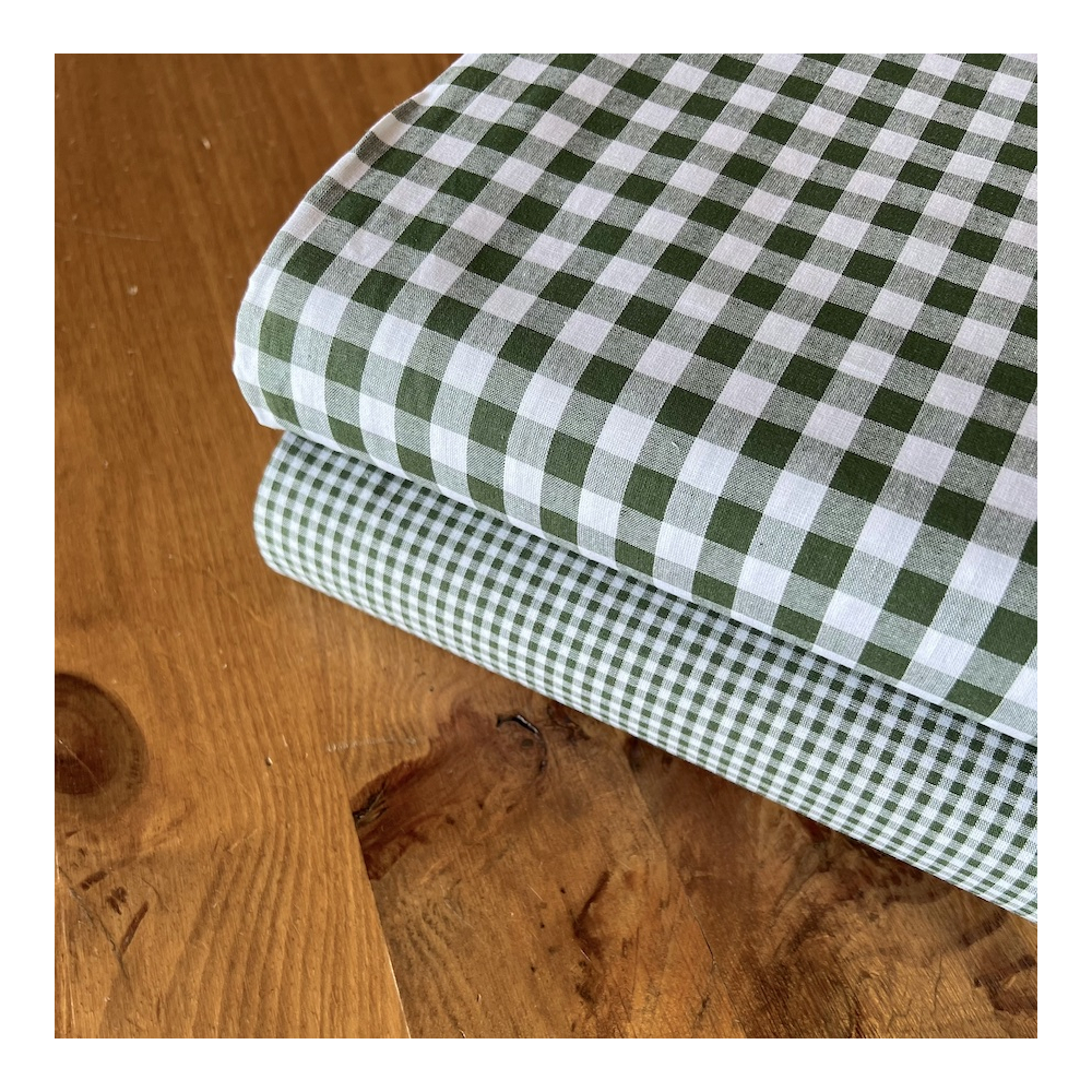 Coton vichy mini carreaux vert sapin et blanc 2.7mm Qualité Oeko-tex - 10