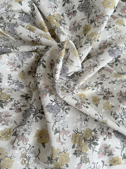 Andrea - Plumetis de coton imprimé fleuri Tissus issus de l'agriculture biologique  - 3