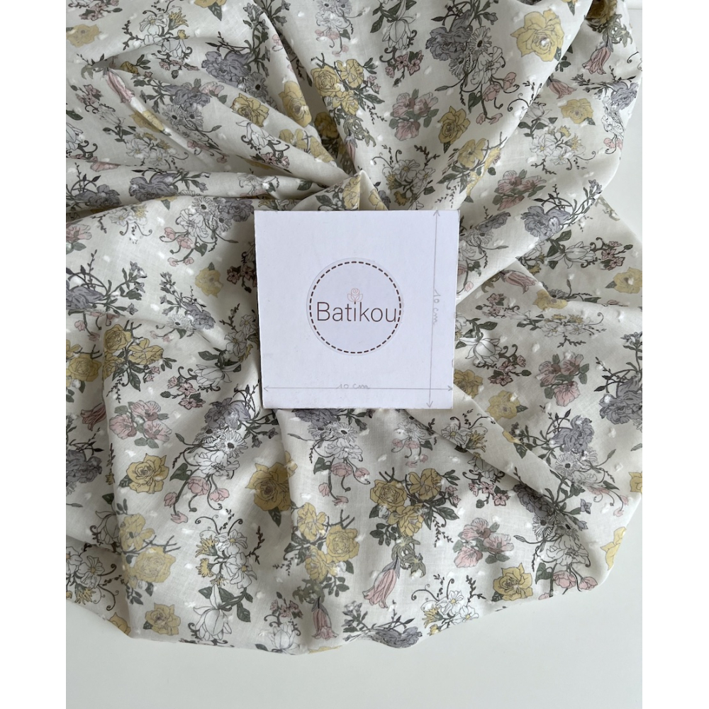 Andrea - Plumetis de coton imprimé fleuri Tissus issus de l'agriculture biologique  - 4