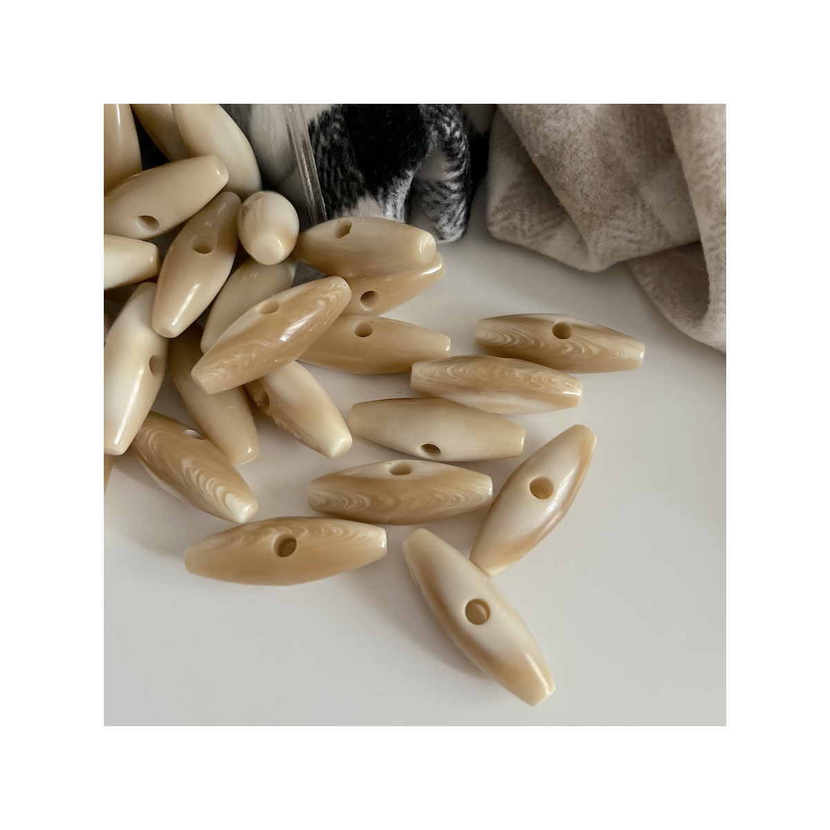 Bouton buchette vintage teintes naturelles 40mm Batikou - 1