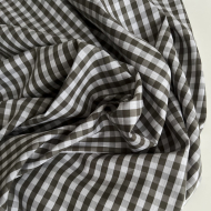 Coton vichy carreaux kaki et blanc 6mm Tissus issus de l'agriculture biologique  - 1