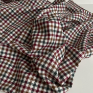 Lucien - Coton gratté organique imprimé carreaux sapin, camel et bordeaux Batikou - 1