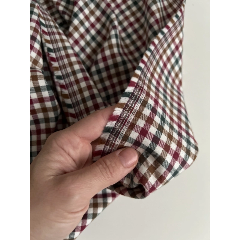 Lucien - Coton gratté organique imprimé carreaux sapin, camel et bordeaux Batikou - 3