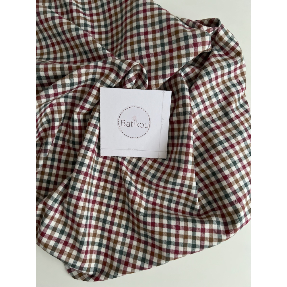 Lucien - Coton gratté organique imprimé carreaux sapin, camel et bordeaux Batikou - 6