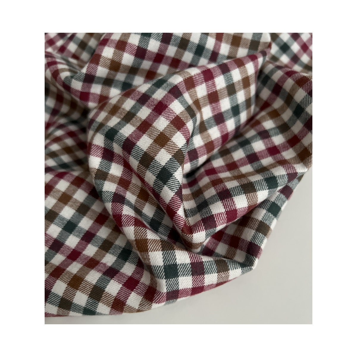 Lucien - Coton gratté organique imprimé carreaux sapin, camel et bordeaux Batikou - 8