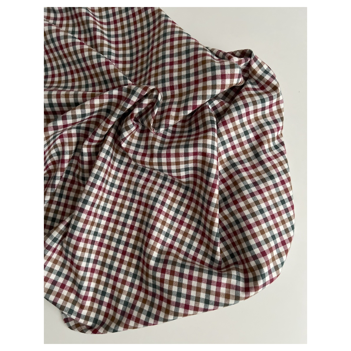 Lucien - Coton gratté organique imprimé carreaux sapin, camel et bordeaux Batikou - 9