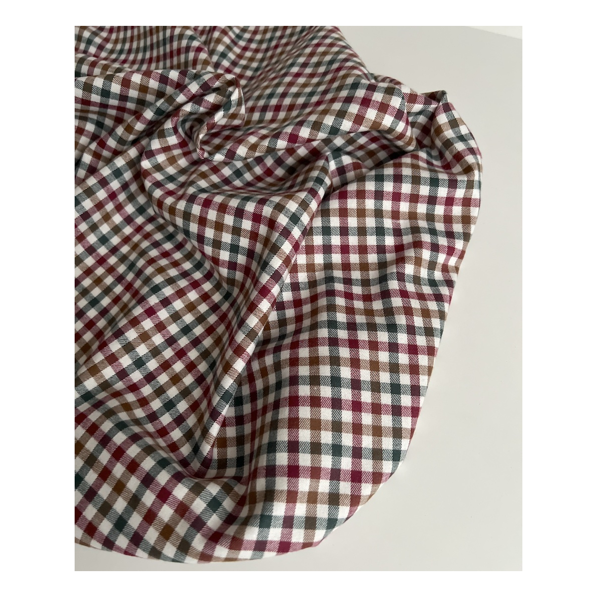 Lucien - Coton gratté organique imprimé carreaux sapin, camel et bordeaux Batikou - 10