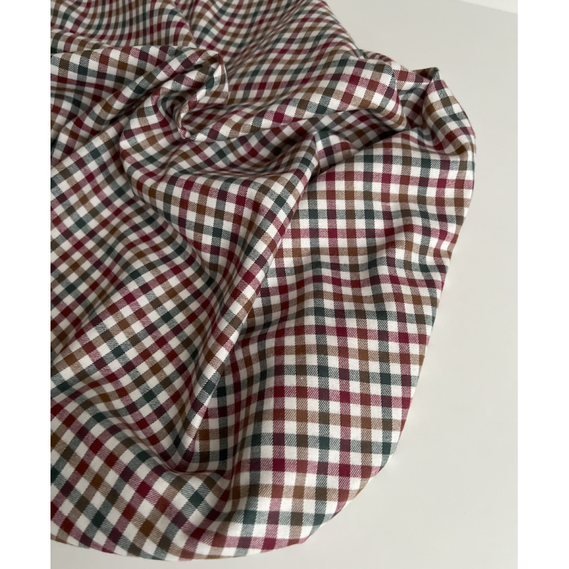 Lucien - Coton gratté organique imprimé carreaux sapin, camel et bordeaux Batikou - 10