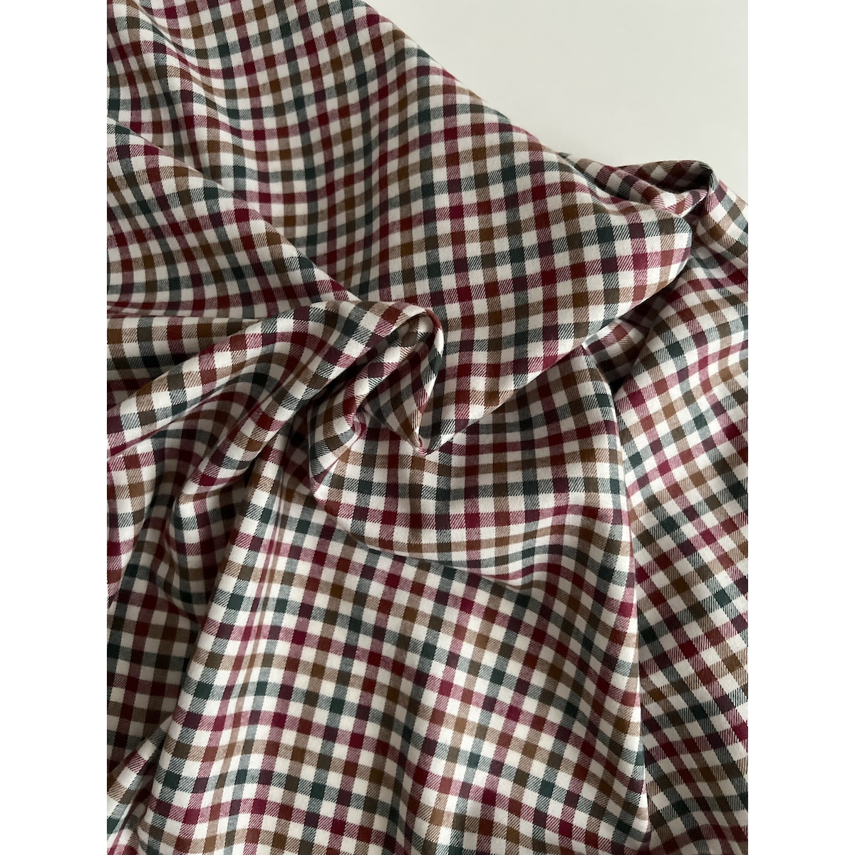 Lucien - Coton gratté organique imprimé carreaux sapin, camel et bordeaux Batikou - 11