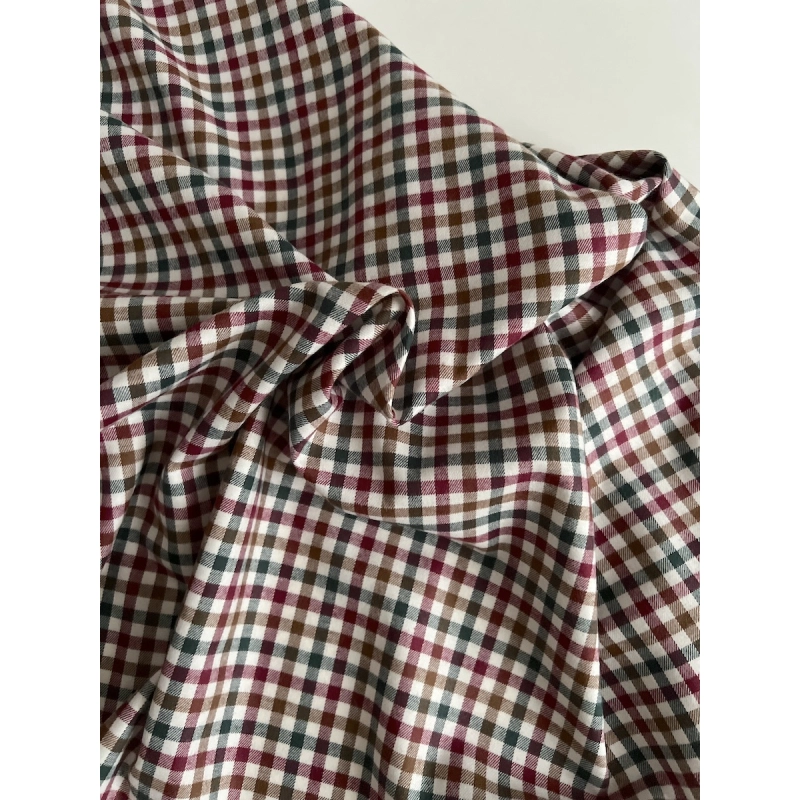 Lucien - Coton gratté organique imprimé carreaux sapin, camel et bordeaux Batikou - 11