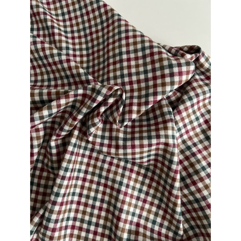 Lucien - Coton gratté organique imprimé carreaux sapin, camel et bordeaux Batikou - 11