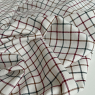 Jobias - Coton gratté organique quadrillage sapin, camel et bordeaux Batikou - 1