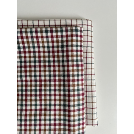 Jobias - Coton gratté organique quadrillage sapin, camel et bordeaux Batikou - 2