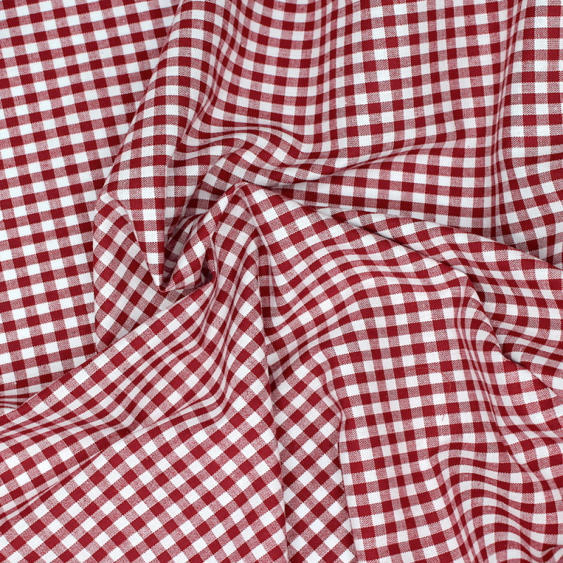 Coton vichy carreaux blanc et bordeaux 5mm