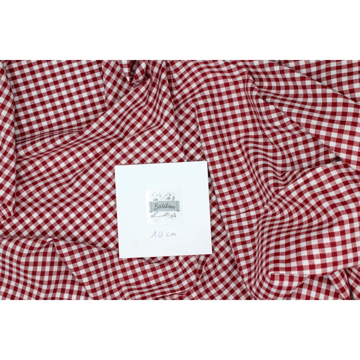 Coton vichy carreaux blanc et bordeaux 5mm Coton vichy carreaux blanc et bordeaux 5mm