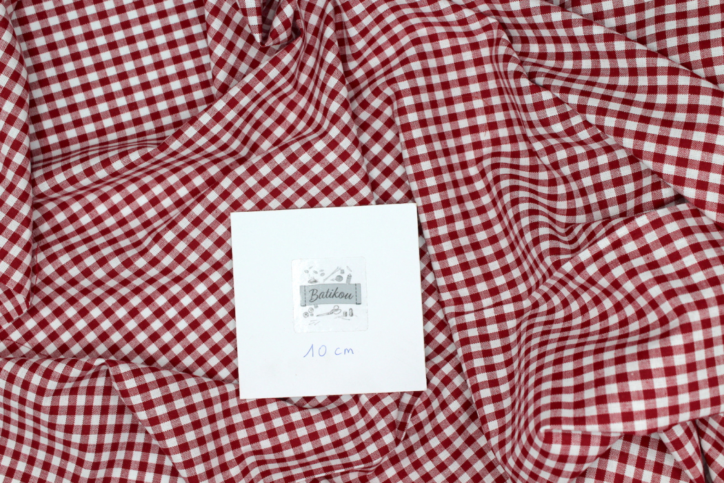 Coton vichy carreaux blanc et bordeaux 5mm