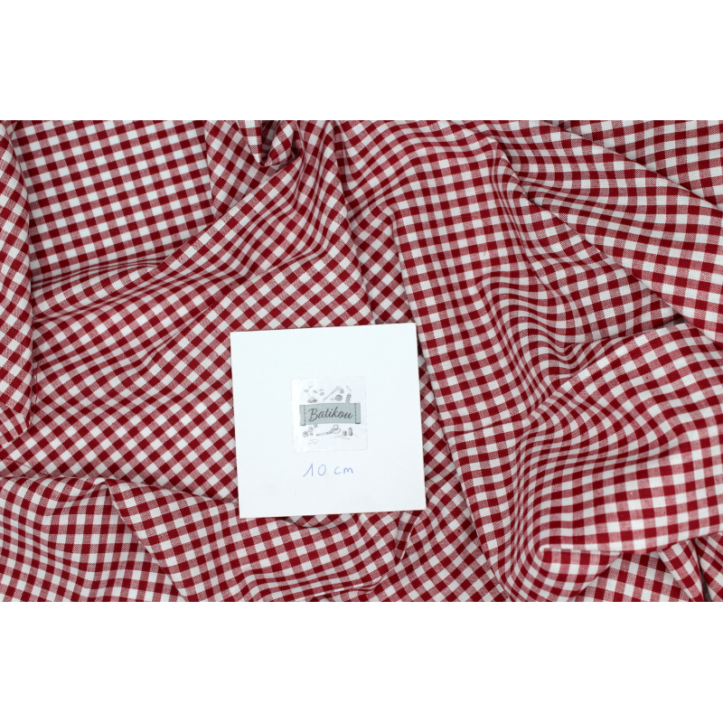 Coton vichy carreaux blanc et bordeaux 5mm