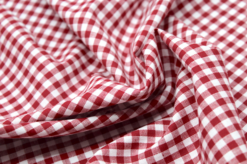 Coton vichy carreaux blanc et bordeaux 5mm