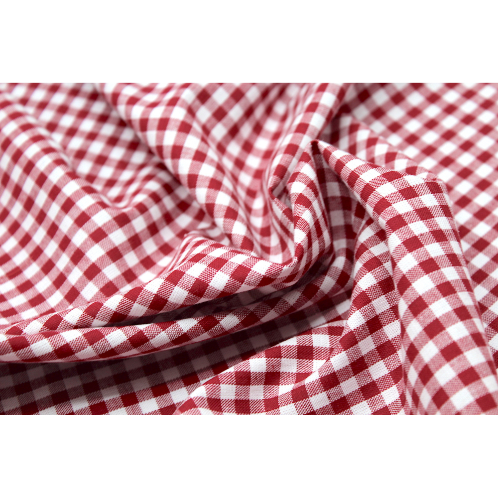 Coton vichy carreaux blanc et bordeaux 5mm