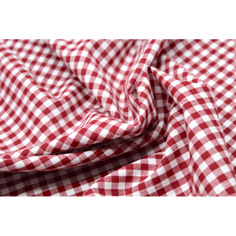 Coton vichy carreaux blanc et bordeaux 5mm