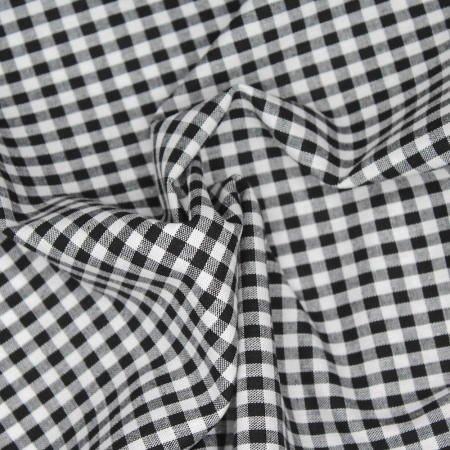 Coton vichy carreaux blanc et noir 5mm Coton vichy carreaux blanc et noir 5mm