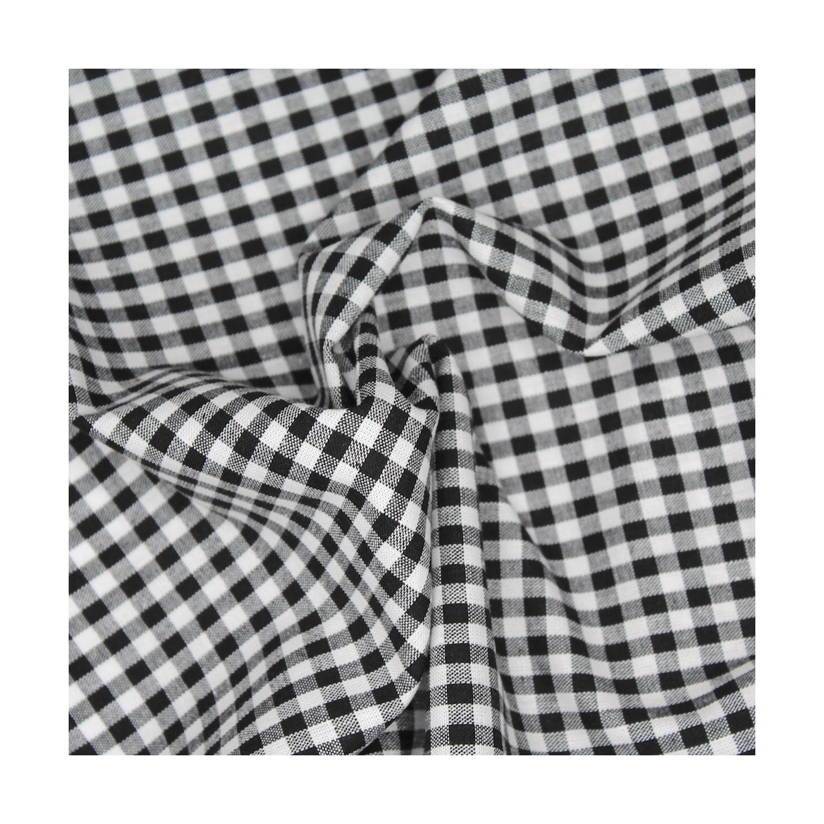 Coton vichy carreaux blanc et noir 5mm Coton vichy carreaux blanc et noir 5mm