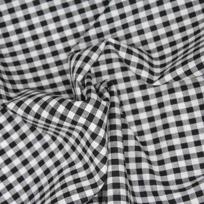 Coton vichy carreaux blanc et noir 5mm