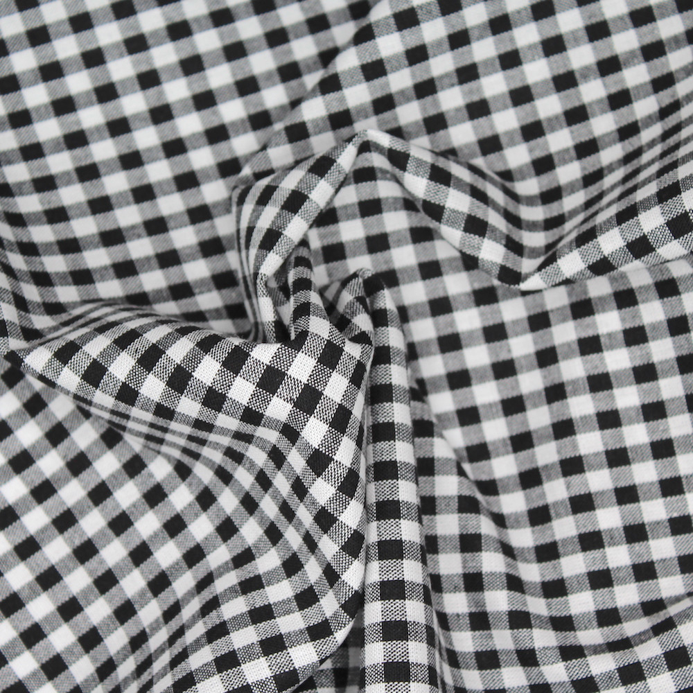 Coton vichy carreaux blanc et noir 5mm