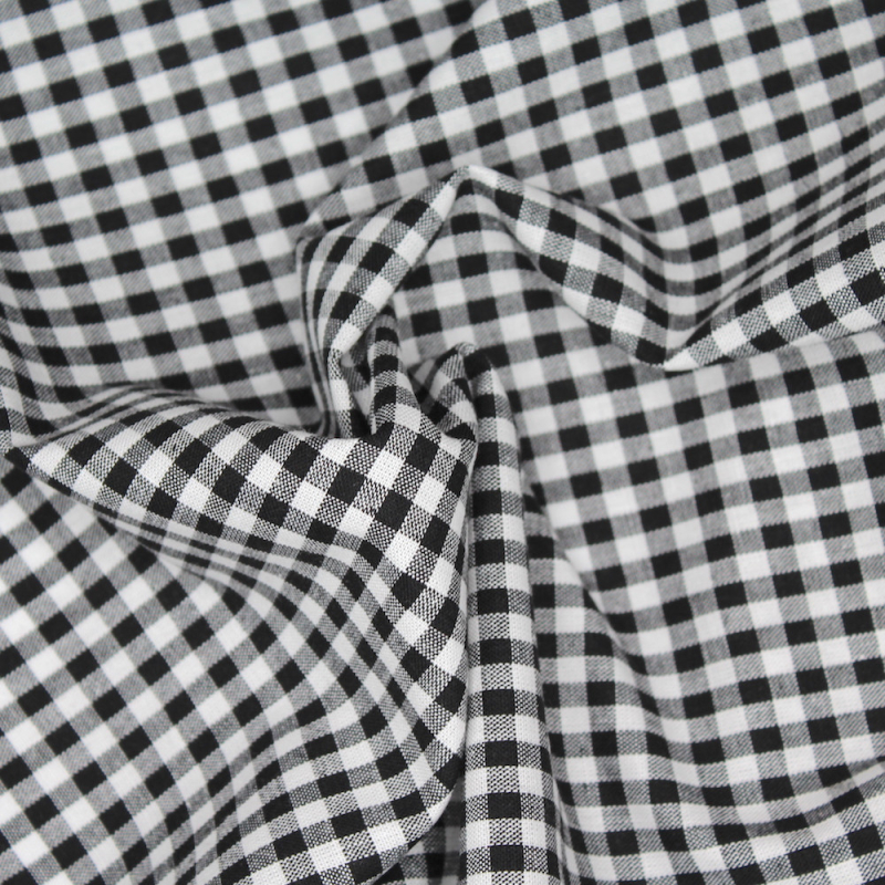 Coton vichy carreaux blanc et noir 5mm