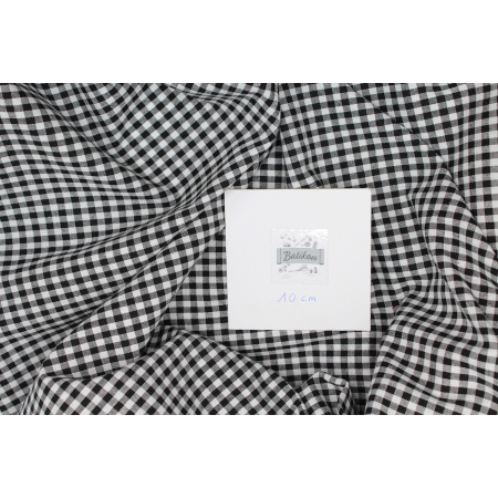 Coton vichy carreaux blanc et noir 5mm Coton vichy carreaux blanc et noir 5mm