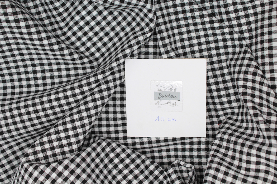 Coton vichy carreaux blanc et noir 5mm