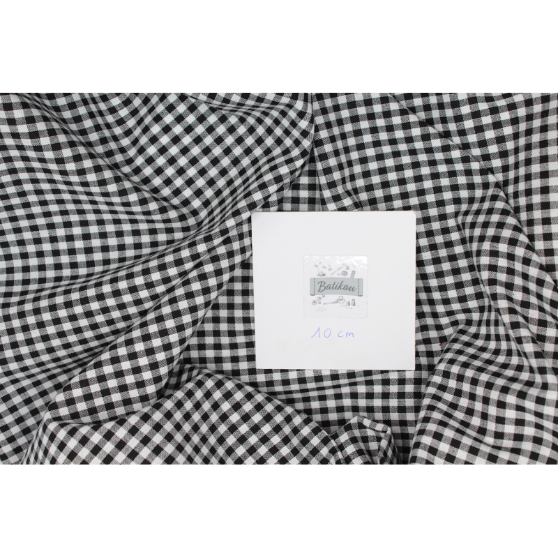 Coton vichy carreaux blanc et noir 5mm