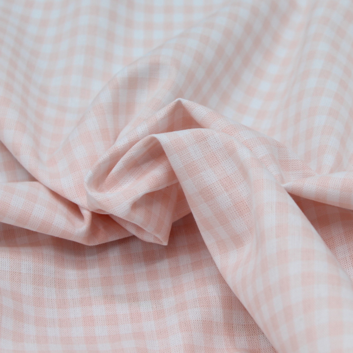 Coton vichy carreaux nude et blanc 5mm