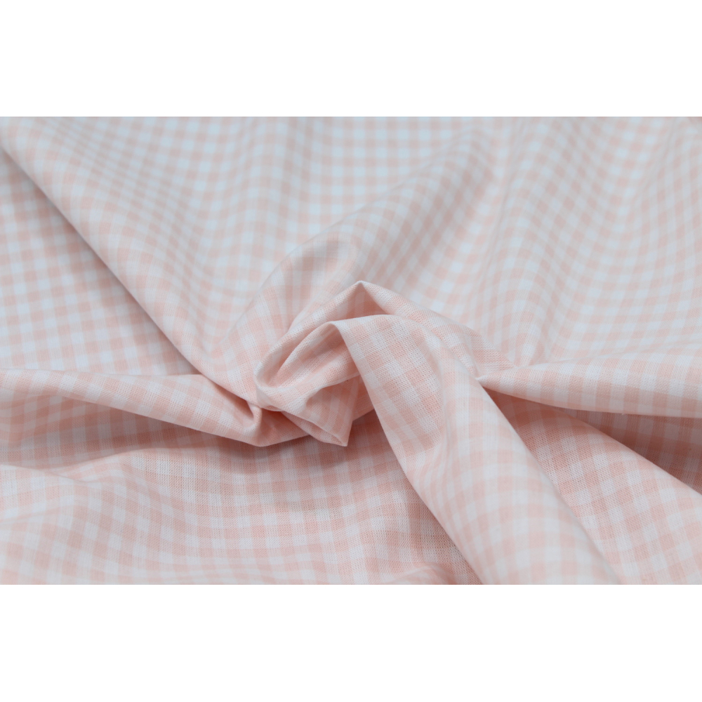 Coton vichy carreaux nude et blanc 5mm