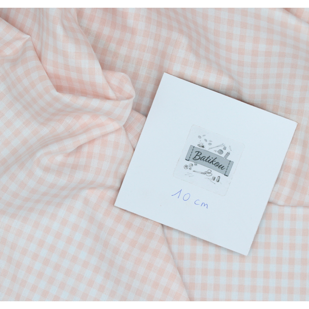 Coton vichy carreaux nude et blanc 5mm