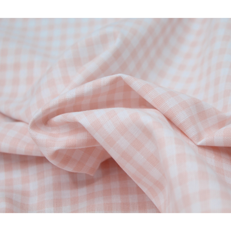 Coton vichy carreaux nude et blanc 5mm