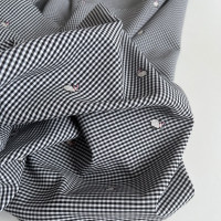 Tissu vichy coton noir et blanc 2mm broderie petits lapins Batikou - 1