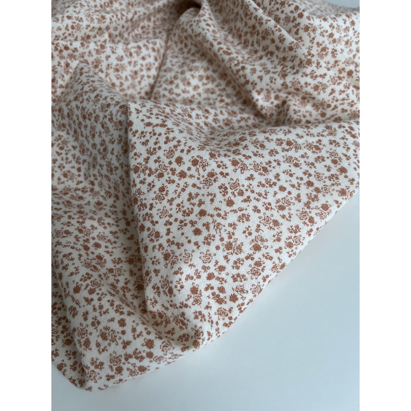 Eden - Coton gratté doux imprimé fleuri argile rose Batikou - 3