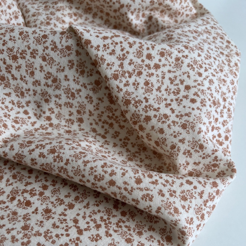 Eden - Coton gratté doux imprimé fleuri argile rose Batikou - 1