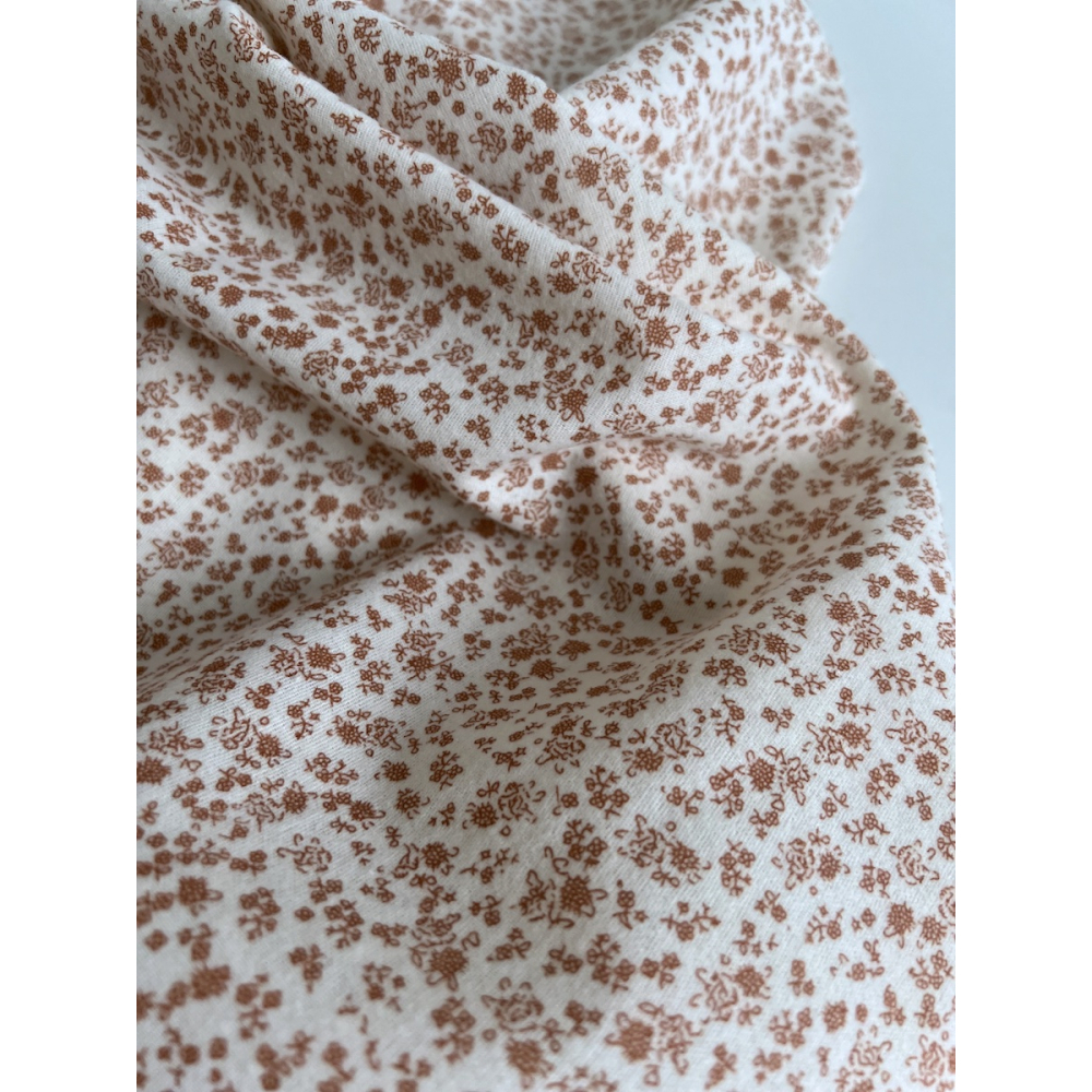 Eden - Coton gratté doux imprimé fleuri argile rose Batikou - 4