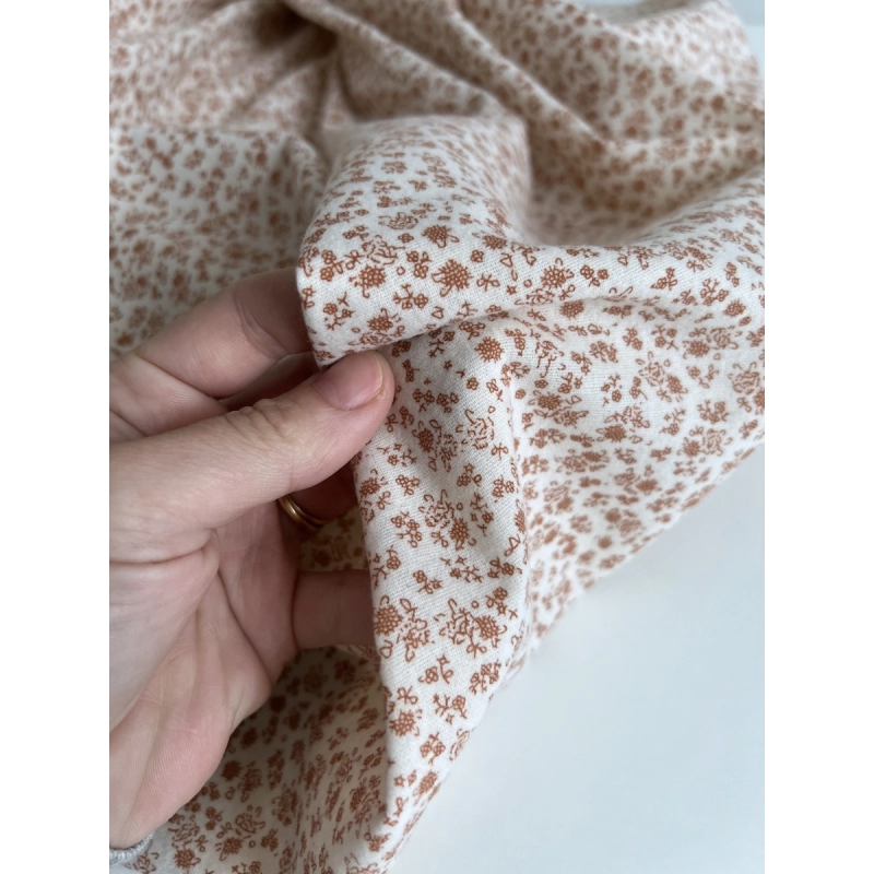 Eden - Coton gratté doux imprimé fleuri argile rose Batikou - 5