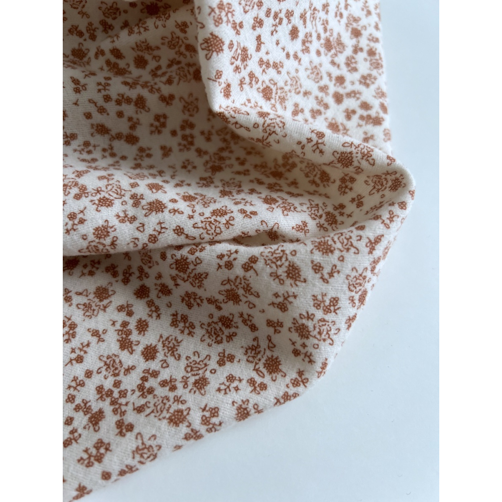 Eden - Coton gratté doux imprimé fleuri argile rose Batikou - 6